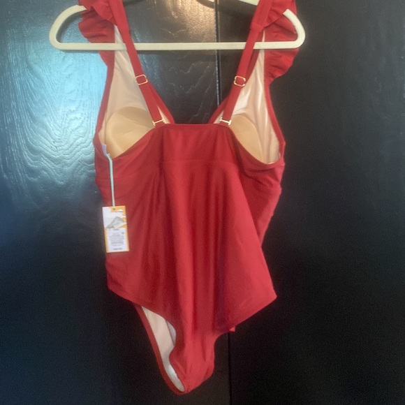 Kona Sol One Piece Swimsuit Padded Ruffled Swimwear - Picture 2 of 5